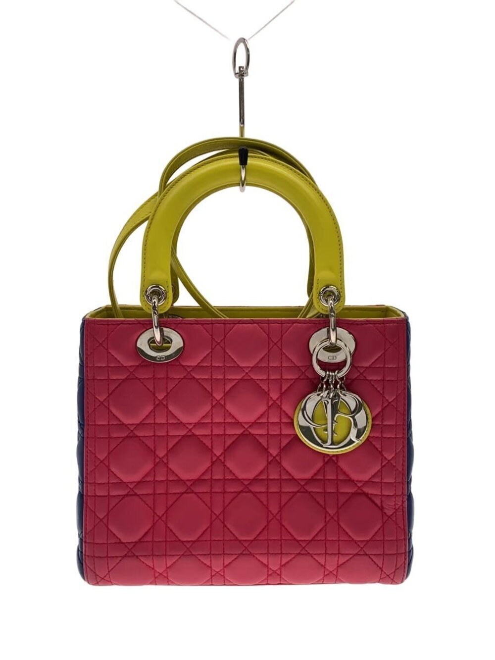 Christian Dior Lady Handbag Leather Pink Cannage